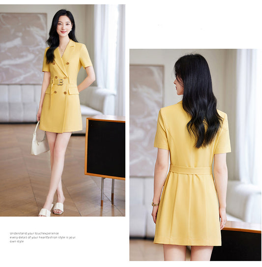 Double-breasted Short-sleeved Suit Dress