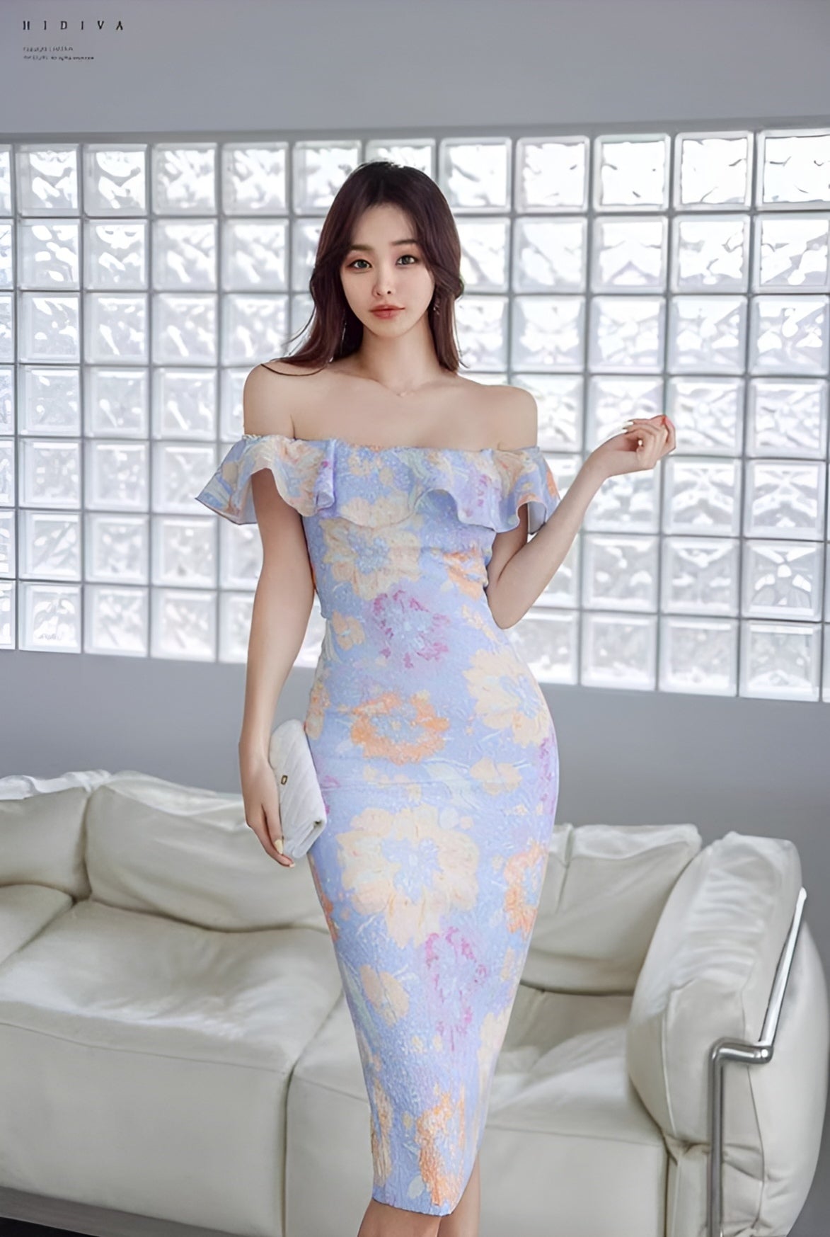 Off Shoulder Floral Slim Dress