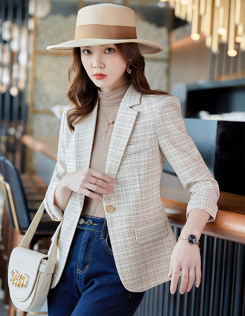 Plaid Suit Jacket For Women