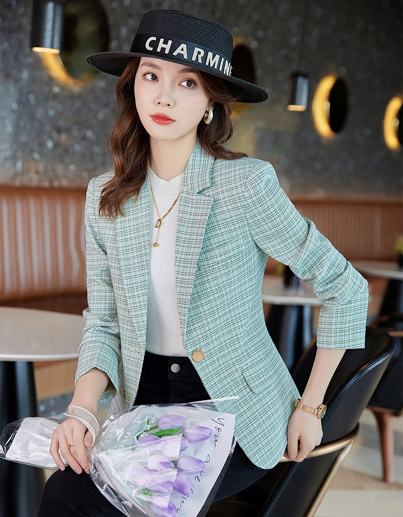 Plaid Suit Jacket For Women