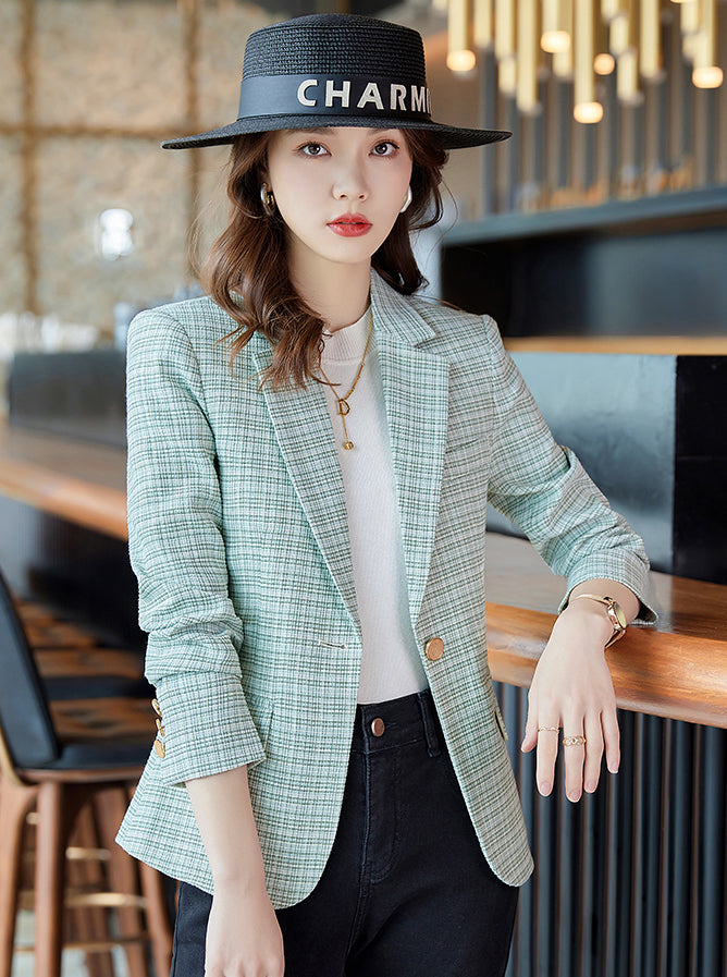 Plaid Suit Jacket For Women