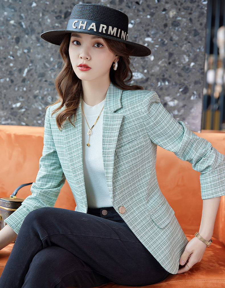 Plaid Suit Jacket For Women