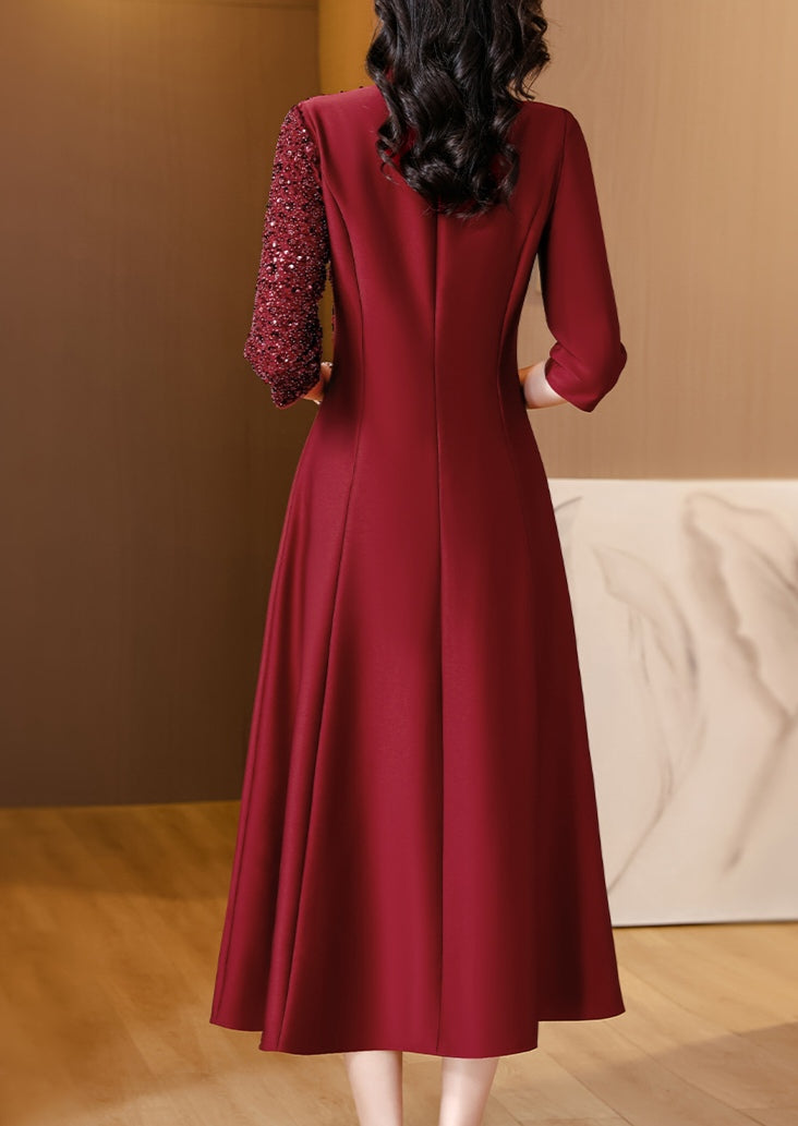 V-neck Beaded Elegant A-line Banquet Dress