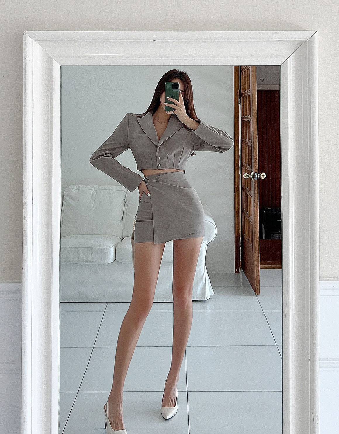 Hot Girl Suit Top + Mini Skirt Two Piece Set