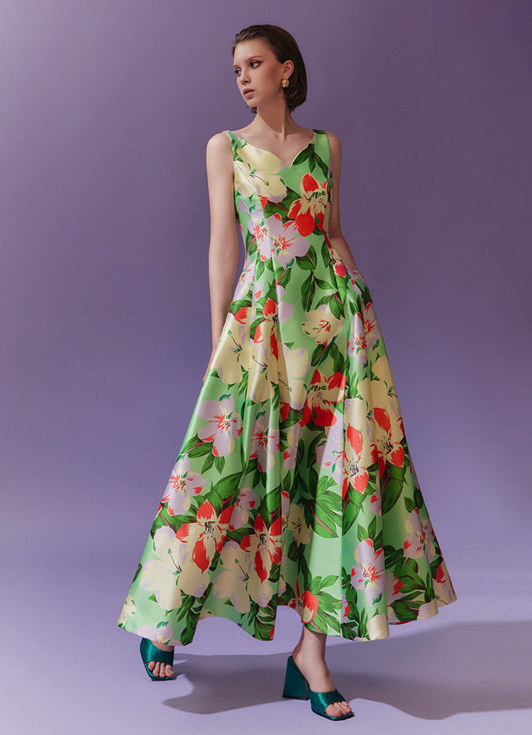 Floral A-line Tank Elegant Dress