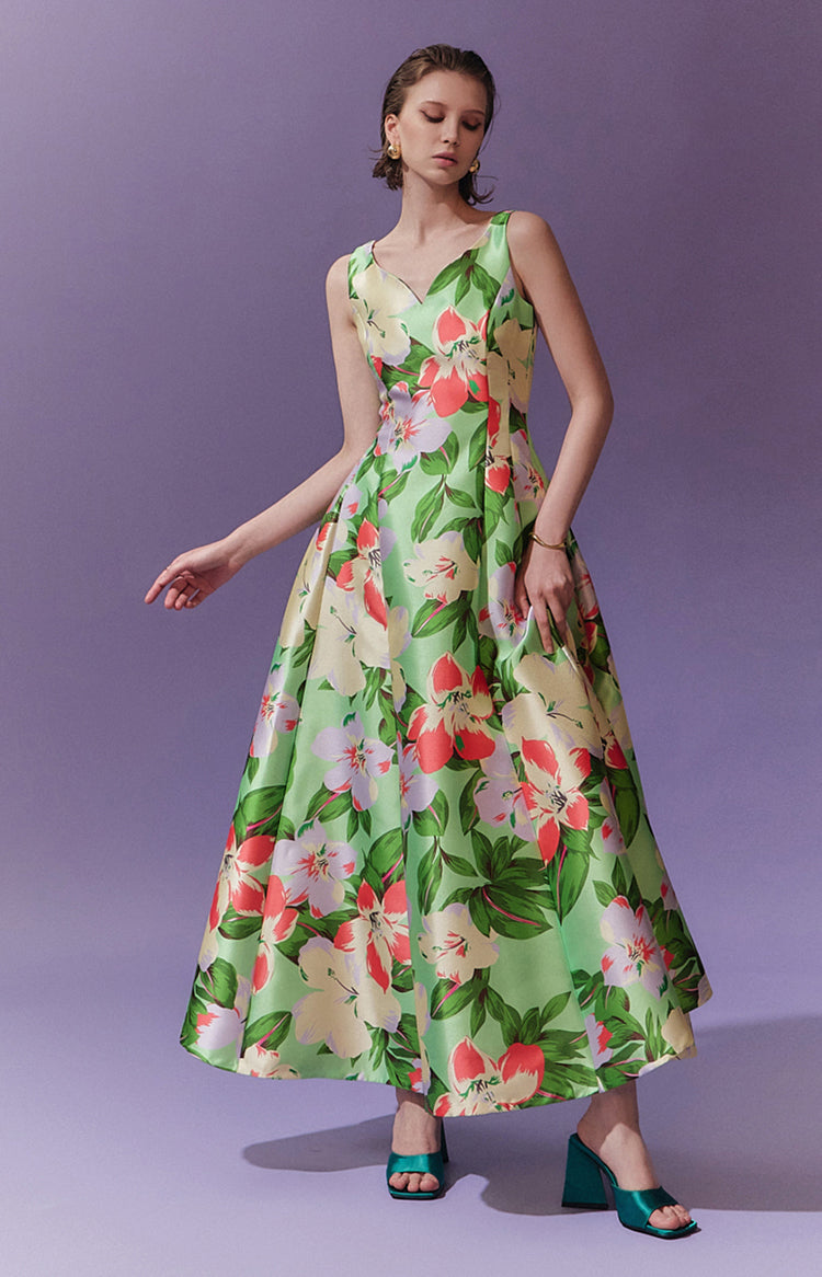 Floral A-line Tank Elegant Dress