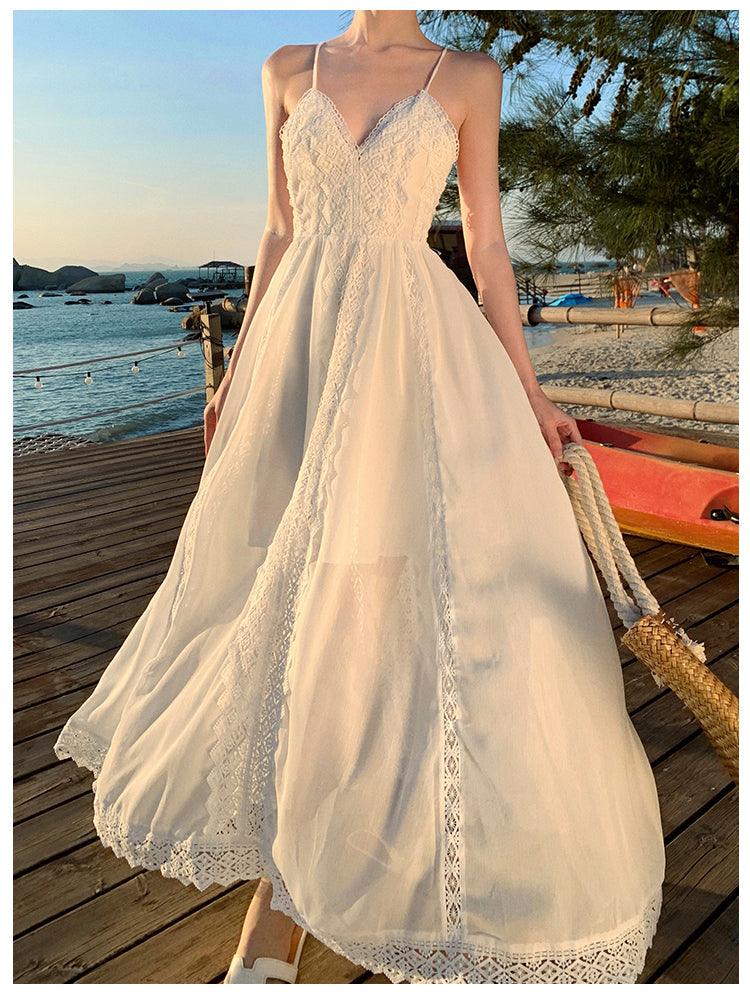 White Backless Super Fairy Beach Dress