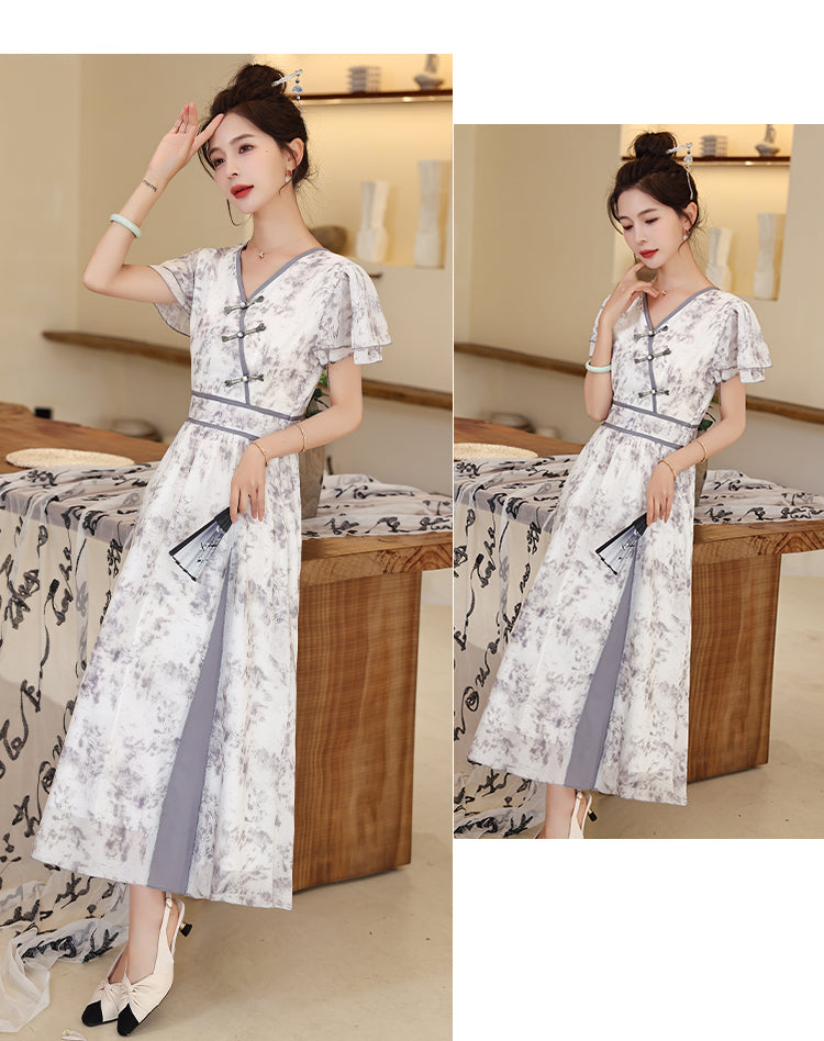 Chinese Style Retro Bow Knot Dress