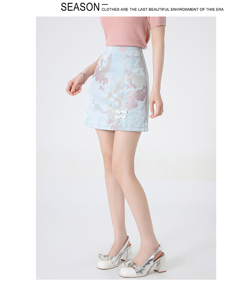 High End A-line Jacquard Mini Skirt