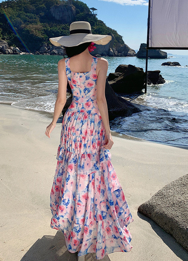 Floral Layered Tank Beach Dress