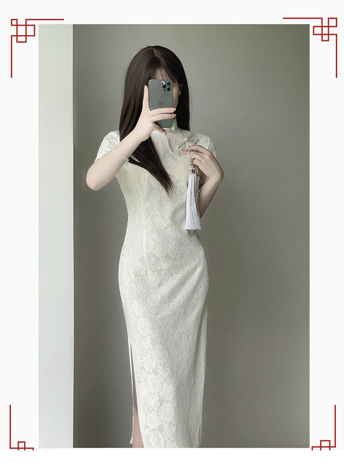 Beige Color Lace Cheongsam