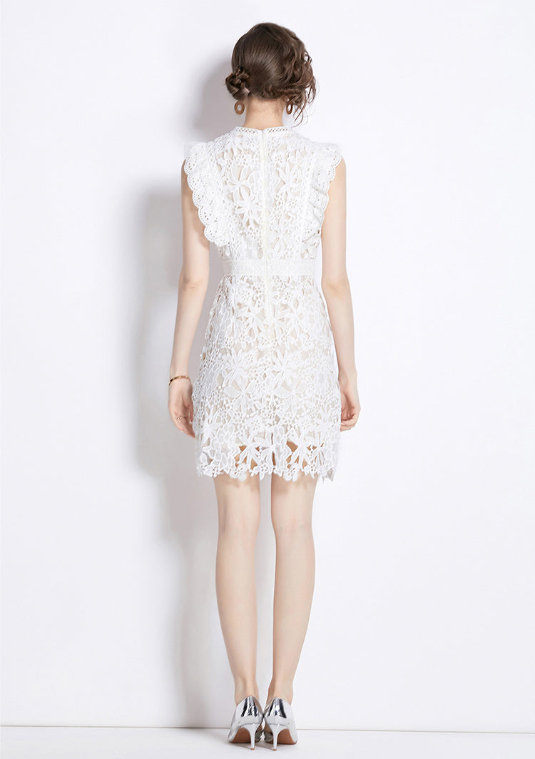 White Lace Sleeveless Dress