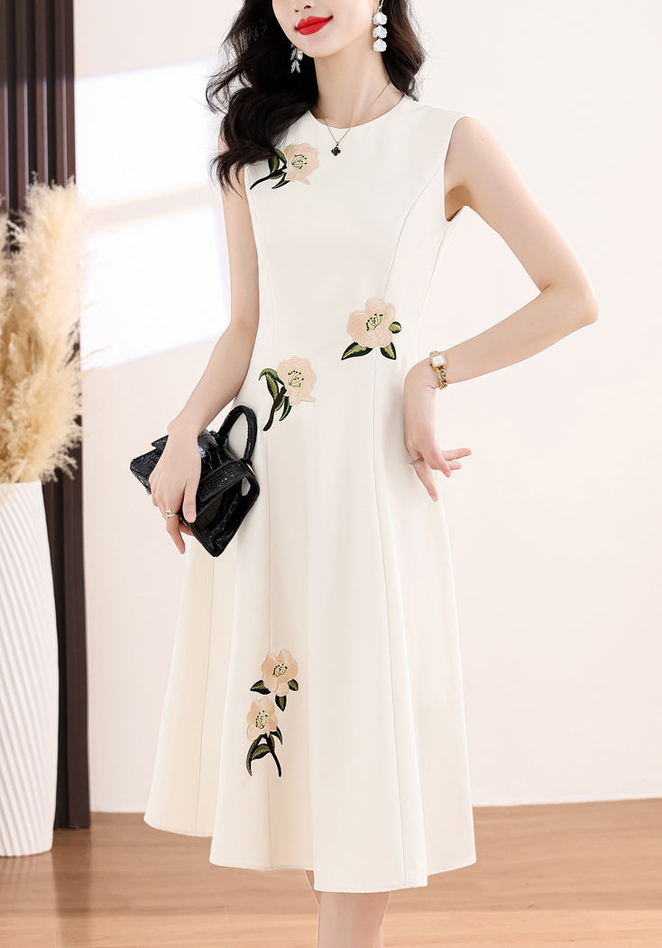 Off White Drape Embroidered Dress
