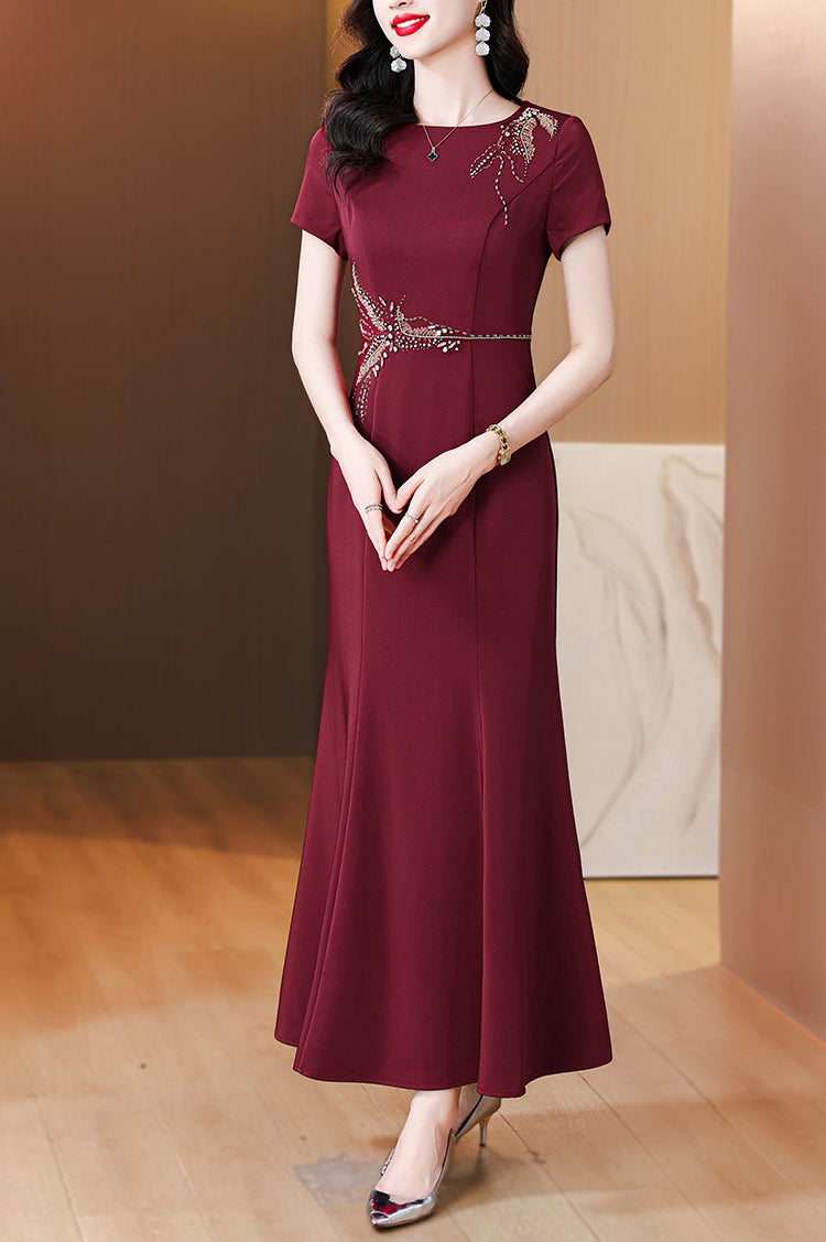 Dark Red Fishtail Evening Dress