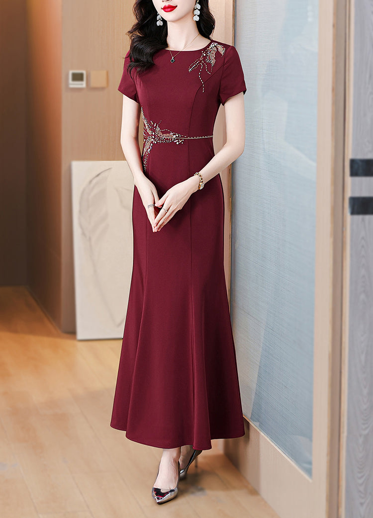 Dark Red Fishtail Evening Dress