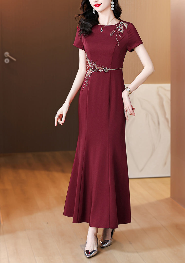 Dark Red Fishtail Evening Dress