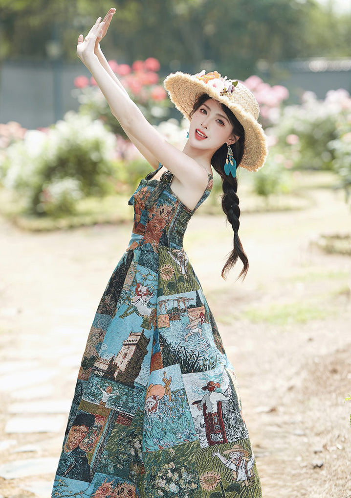 Floral Tank Oil Painting Style Dress