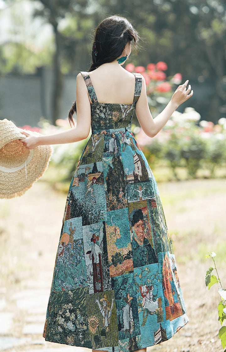 Floral Tank Oil Painting Style Dress