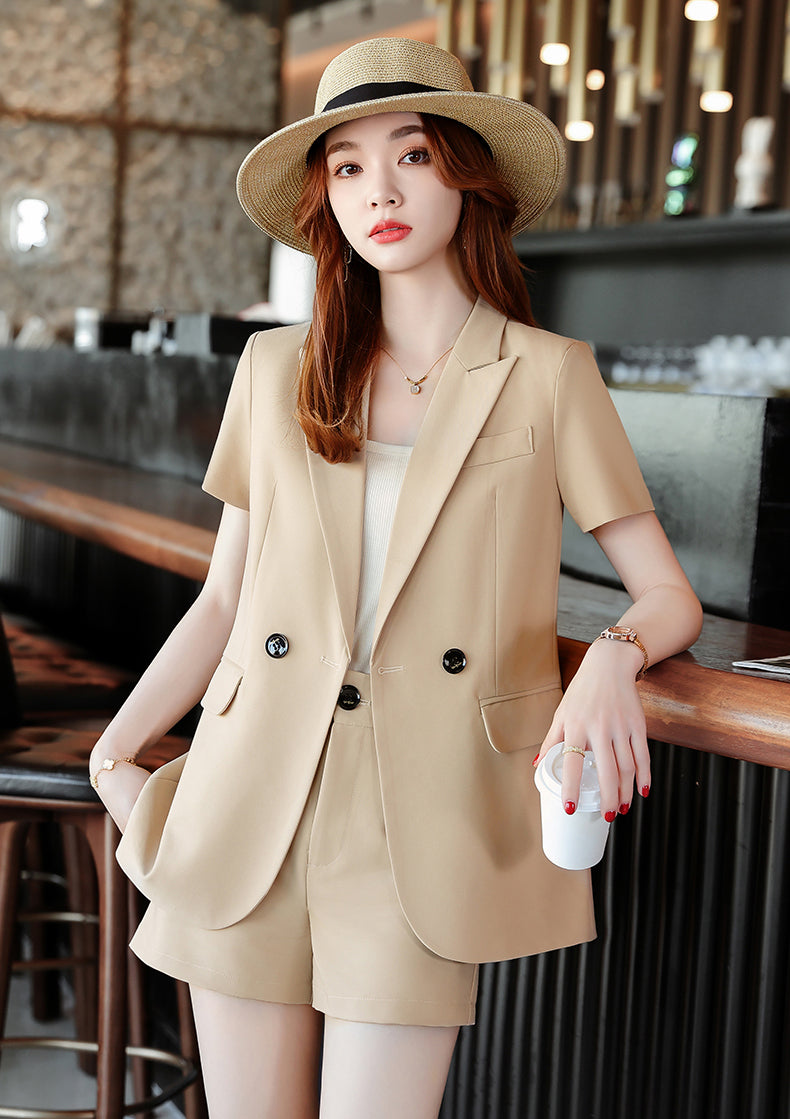 Short-sleeved Suit Jacket + Shorts Two Pieces Set