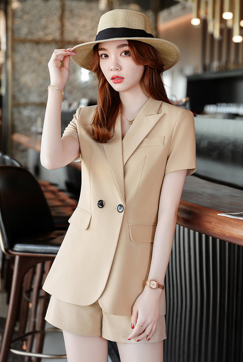 Short-sleeved Suit Jacket + Shorts Two Pieces Set