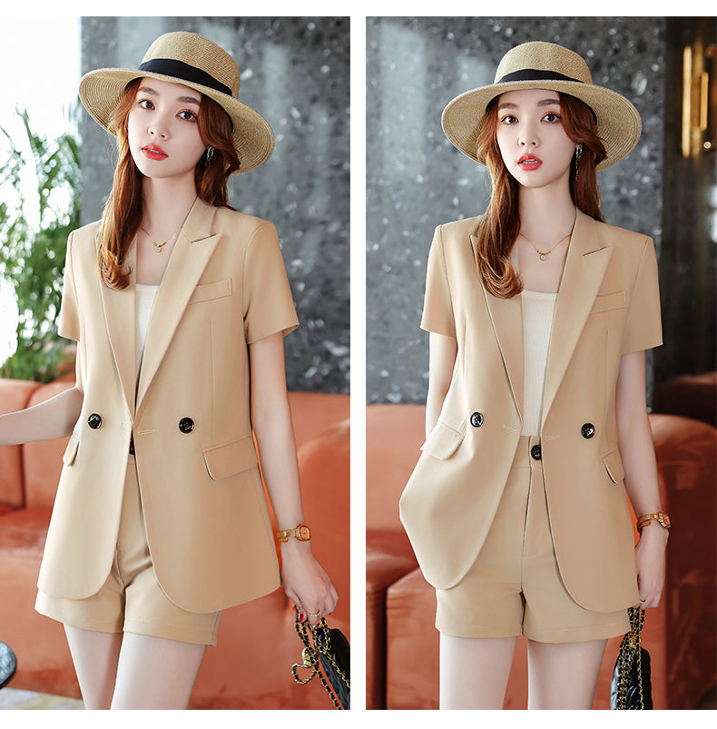 Short-sleeved Suit Jacket + Shorts Two Pieces Set