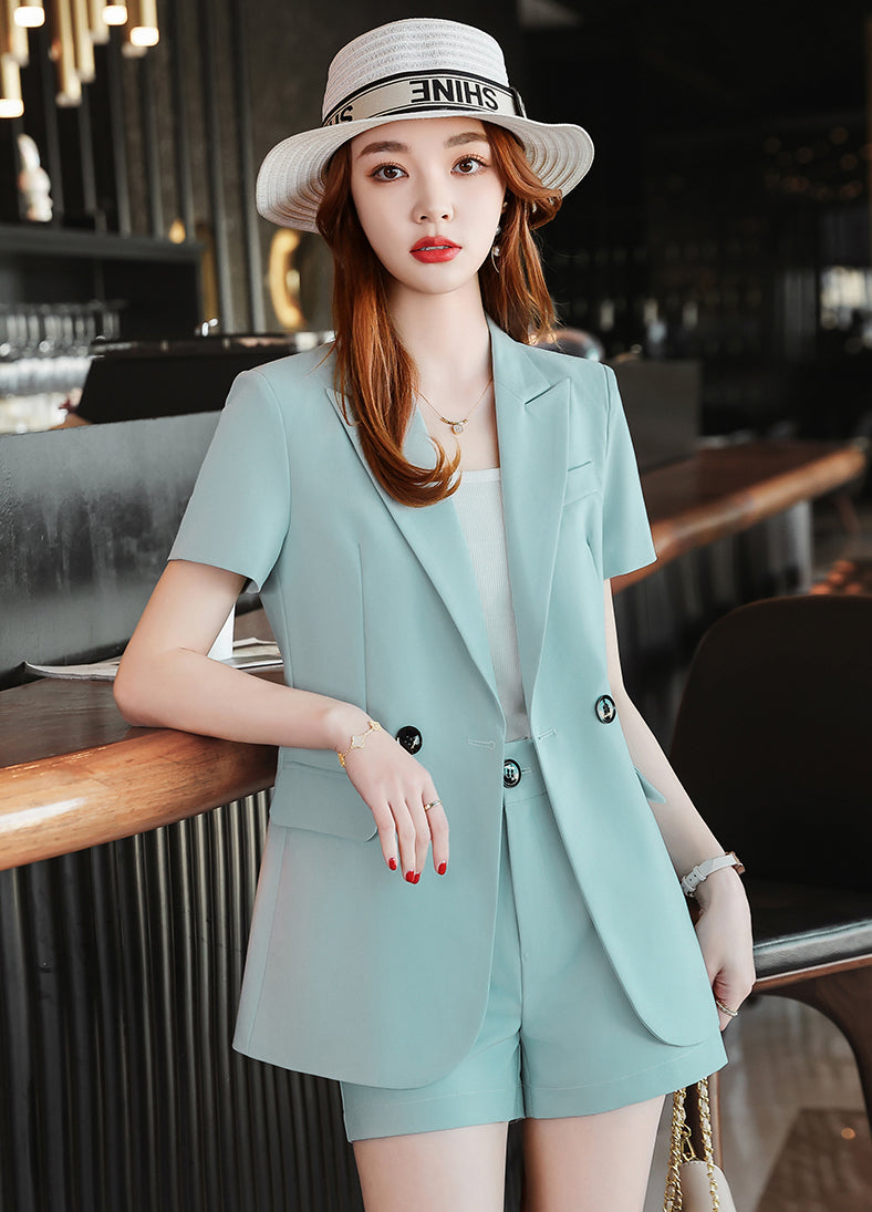 Short-sleeved Suit Jacket + Shorts Two Pieces Set