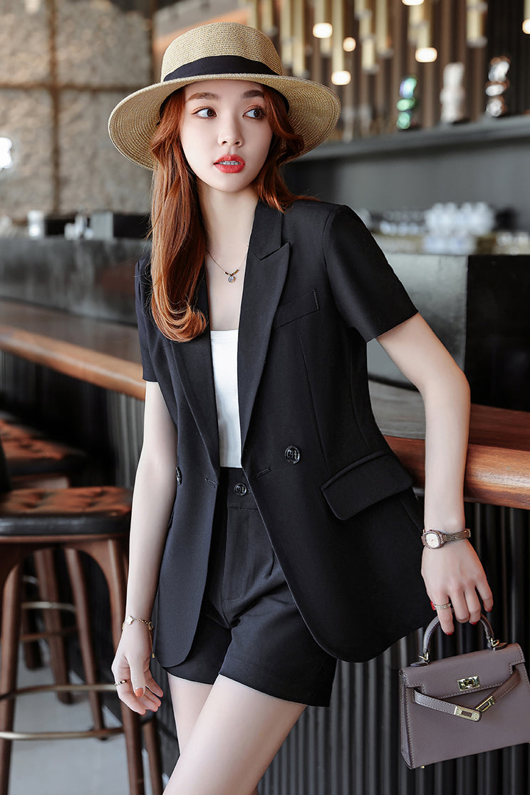 Short-sleeved Suit Jacket + Shorts Two Pieces Set