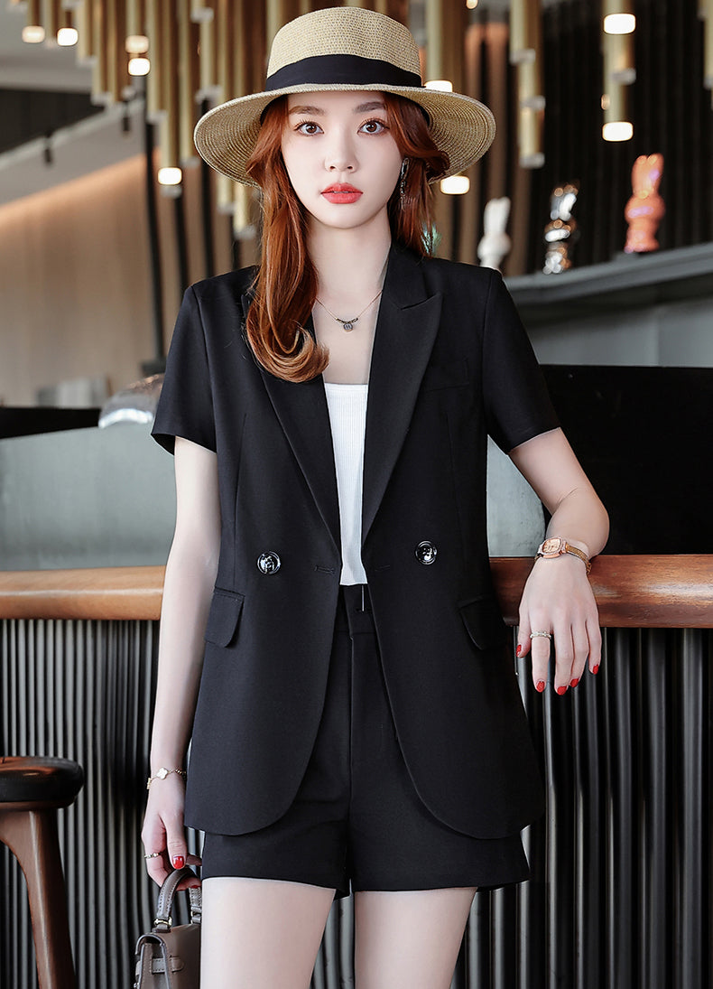 Short-sleeved Suit Jacket + Shorts Two Pieces Set