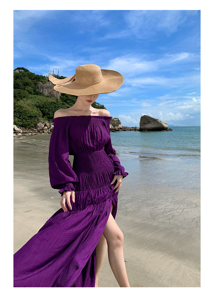 Off Shoulder Purple Beach Dress