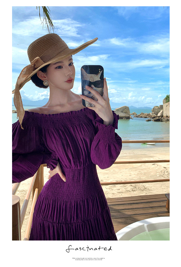 Off Shoulder Purple Beach Dress