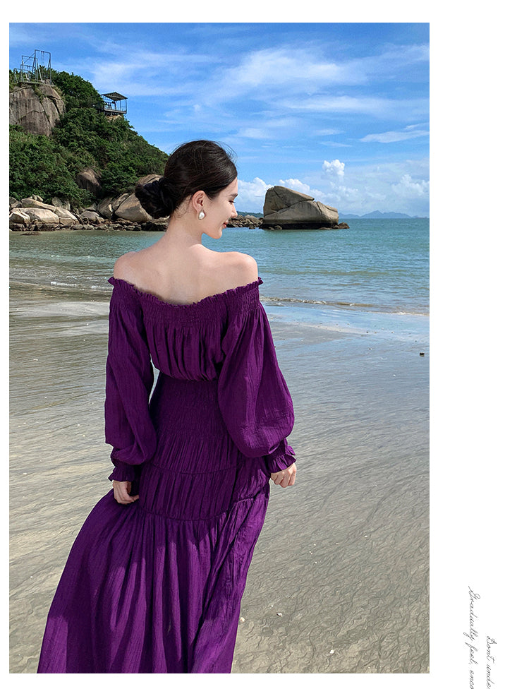 Off Shoulder Purple Beach Dress