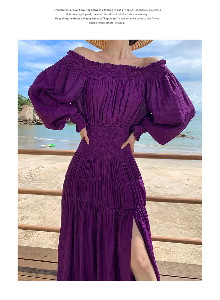 Off Shoulder Purple Beach Dress