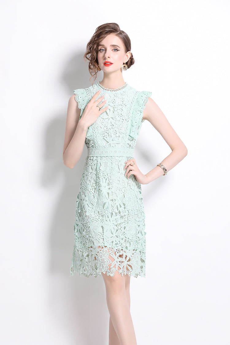 Light Green Sleeveless Lace Dress