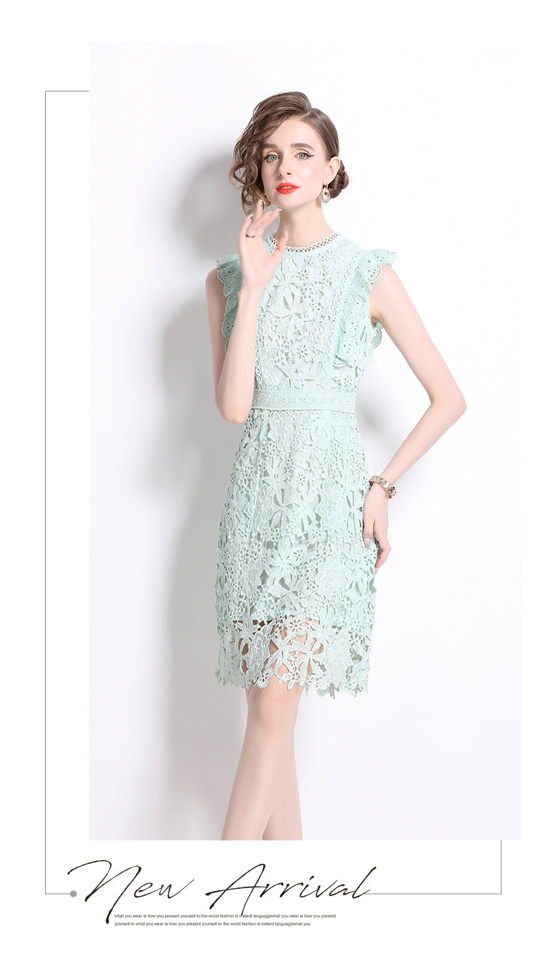 Light Green Sleeveless Lace Dress