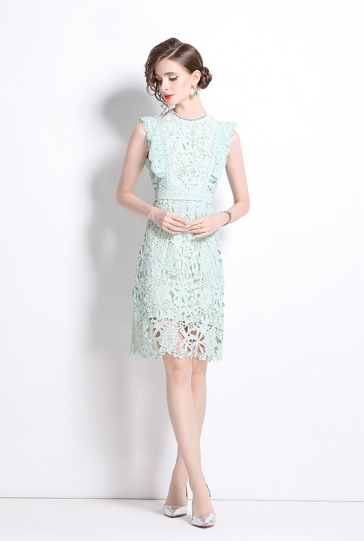 Light Green Sleeveless Lace Dress