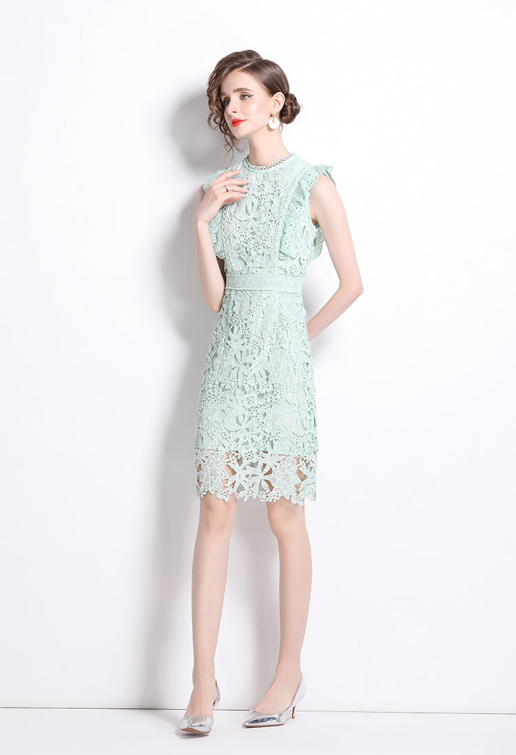 Light Green Sleeveless Lace Dress