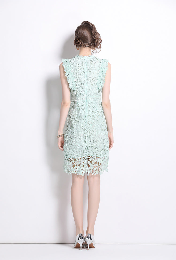 Light Green Sleeveless Lace Dress