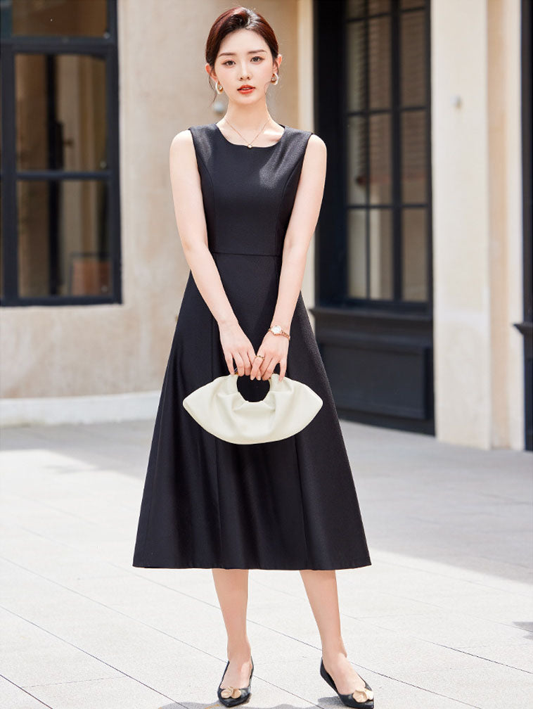 Retro Sleeveless Mid-length Office Wear Dress