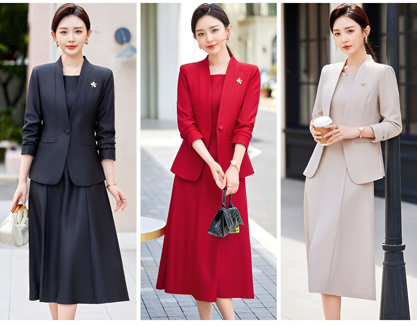 Elegant Casual Suit Jacket + Sleeveless Dress Two Pieces Set