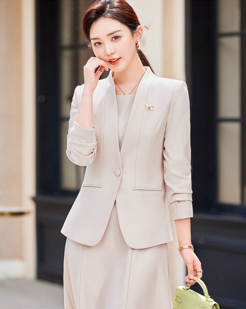 Elegant Casual Suit Jacket + Sleeveless Dress Two Pieces Set