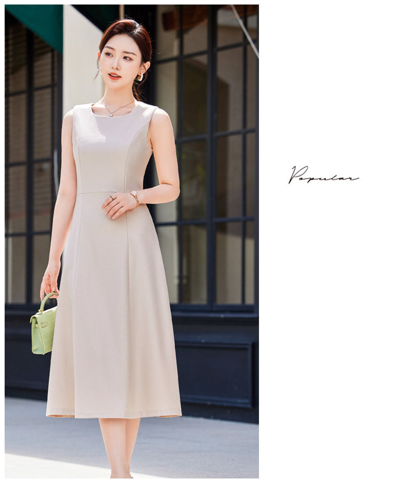 Elegant Casual Suit Jacket + Sleeveless Dress Two Pieces Set