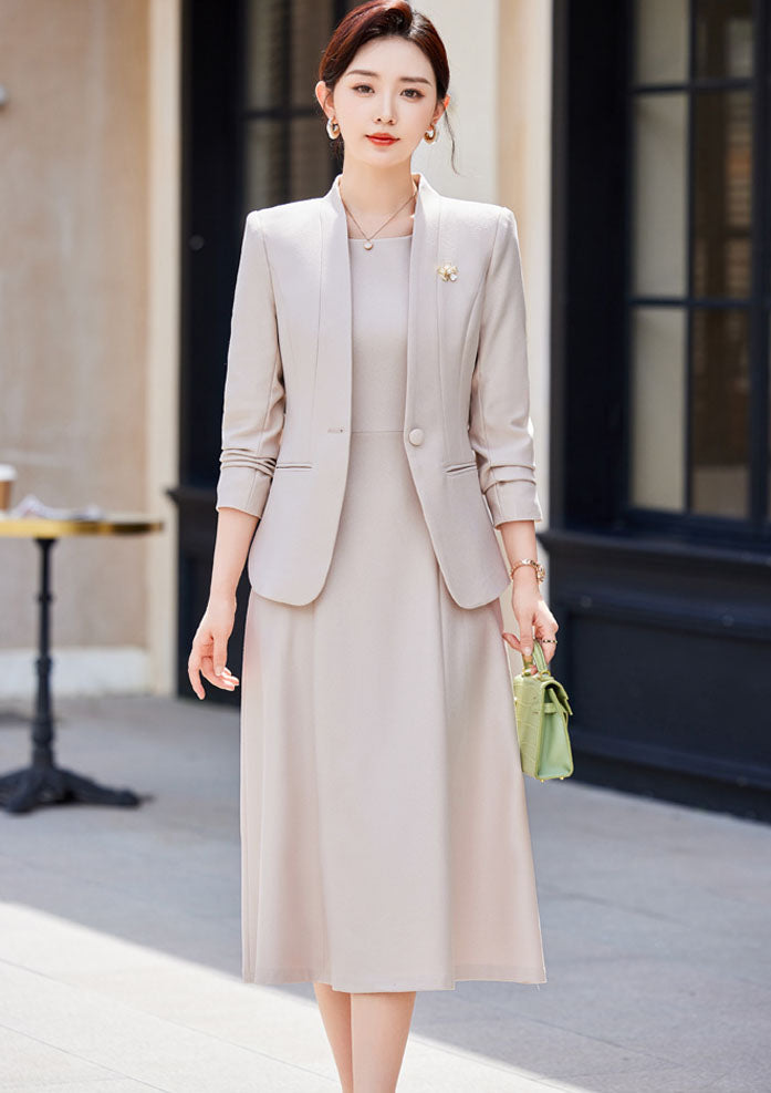 Elegant Casual Suit Jacket + Sleeveless Dress Two Pieces Set