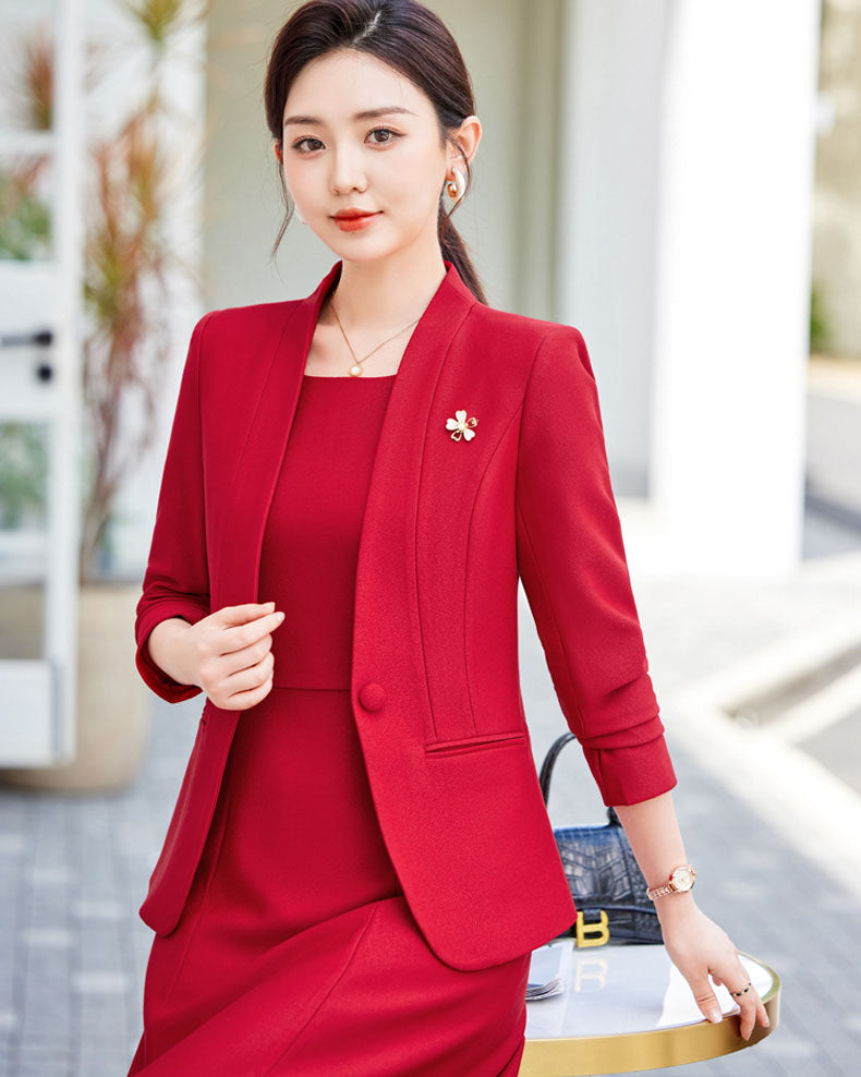 Elegant Casual Suit Jacket + Sleeveless Dress Two Pieces Set