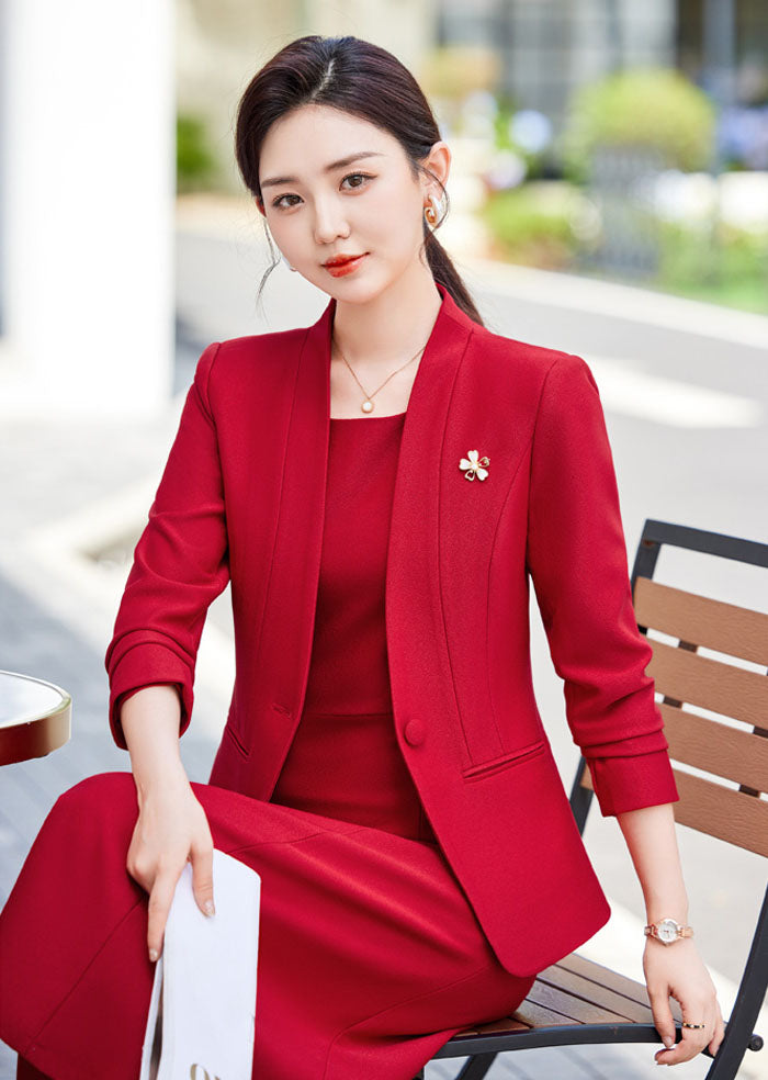 Elegant Casual Suit Jacket + Sleeveless Dress Two Pieces Set