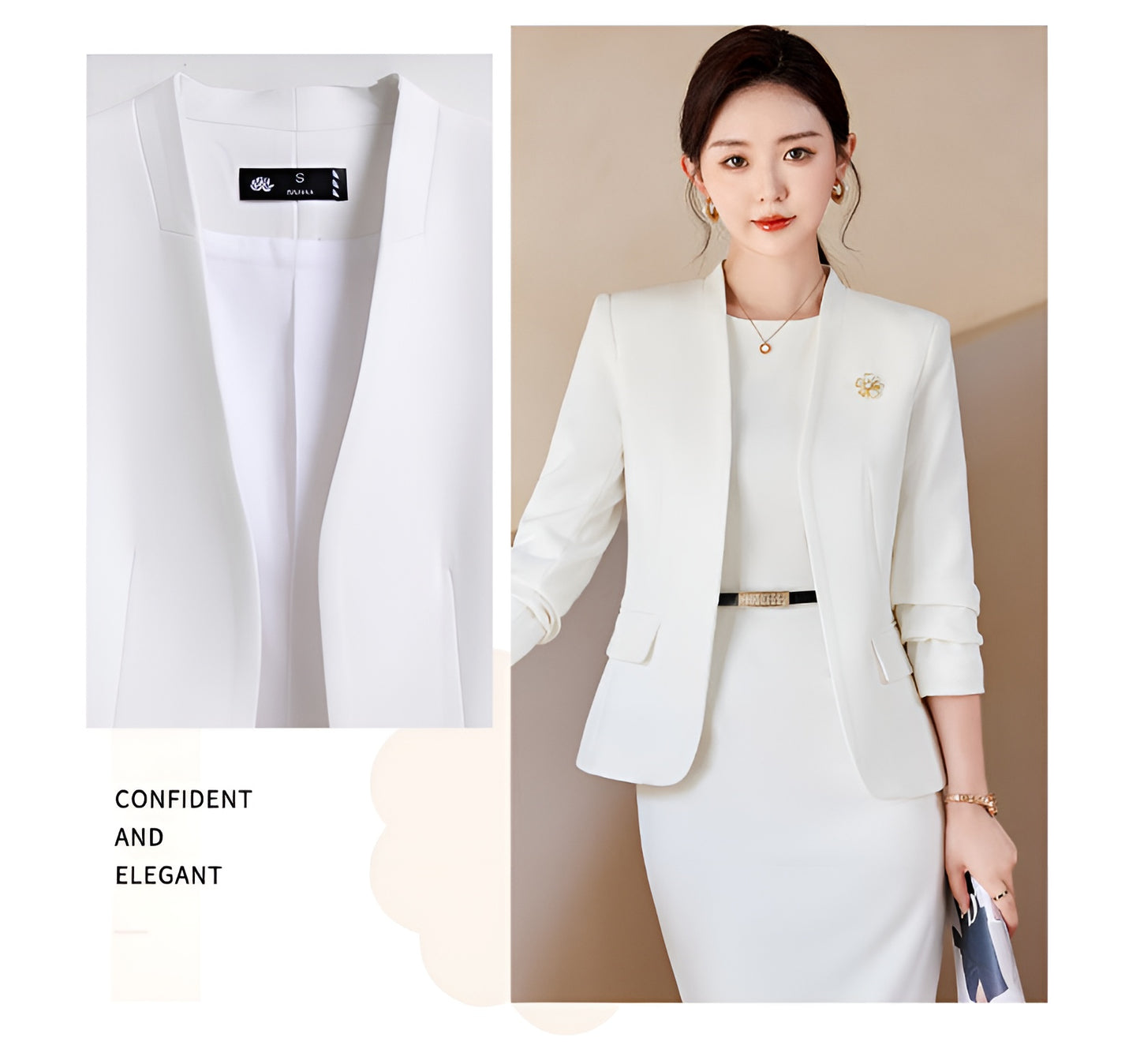 New Style In Autumn Casual Suit Jacket + Sleeveless Dress Two Pieces Set