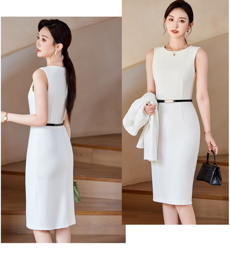 New Style In Autumn Casual Suit Jacket + Sleeveless Dress Two Pieces Set