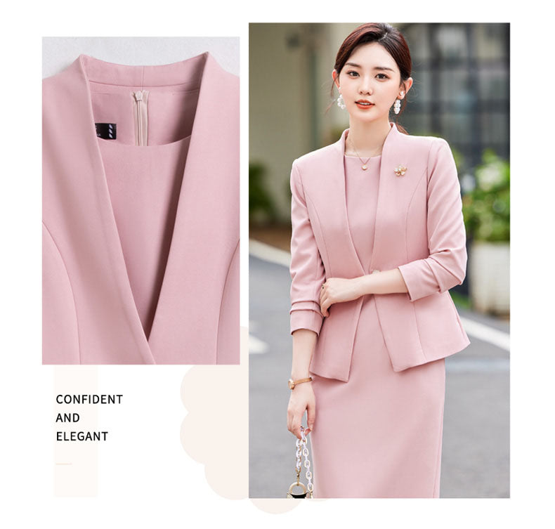 High-end Casual Suit Jacket + Sleeveless Dress Two Pieces Set