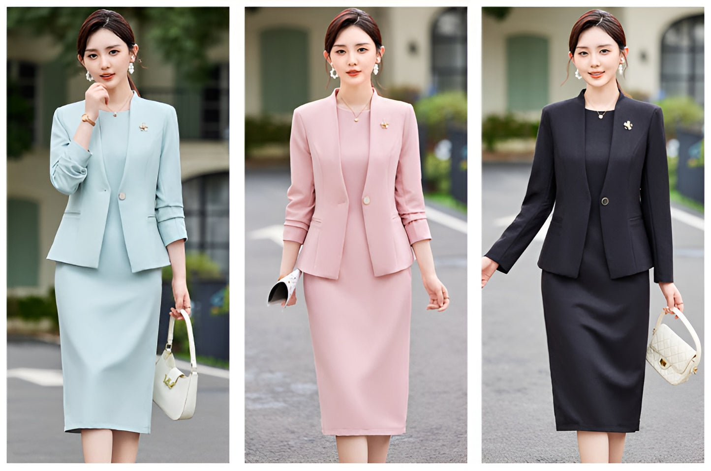 High-end Casual Suit Jacket + Sleeveless Dress Two Pieces Set