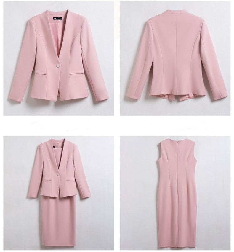 High-end Casual Suit Jacket + Sleeveless Dress Two Pieces Set