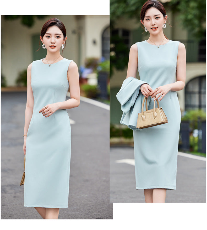 High-end Casual Suit Jacket + Sleeveless Dress Two Pieces Set